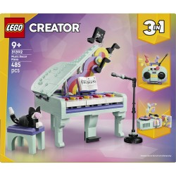 LEGO Creator 31392 3in1: Pianoforte Decorativo con Gatto, Giocattolo Retrò Trasformabile in Radio o Giradischi, Regalo da 9+