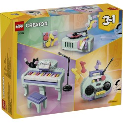 LEGO Creator 31392 3in1: Pianoforte Decorativo con Gatto, Giocattolo Retrò Trasformabile in Radio o Giradischi, Regalo da 9+