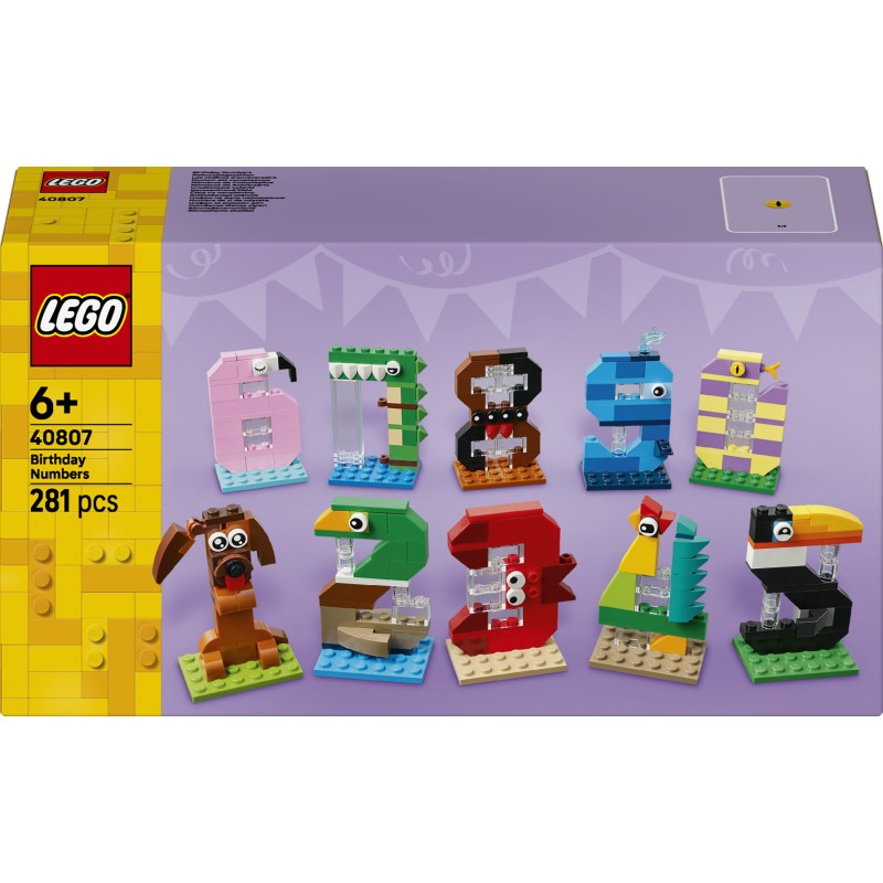 LEGO 40807 Numeri del Compleanno Giocattolo, Decorazione per Torta, Addobbi per Feste o Gioco per Contare, Regalo Bambini 6+