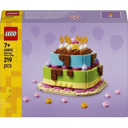 LEGO 40815 Torta della Festa di Compleanno, Giocattolo con 10 Candeline, Glassa, Fiori Colorati, Regalo per Bambini da 7 Anni
