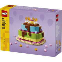 LEGO 40815 Torta della Festa di Compleanno, Giocattolo con 10 Candeline, Glassa, Fiori Colorati, Regalo per Bambini da 7 Anni