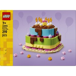 LEGO 40815 Torta della Festa di Compleanno, Giocattolo con 10 Candeline, Glassa, Fiori Colorati, Regalo per Bambini da 7 Anni
