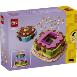 LEGO 40815 Torta della Festa di Compleanno, Giocattolo con 10 Candeline, Glassa, Fiori Colorati, Regalo per Bambini da 7 Anni