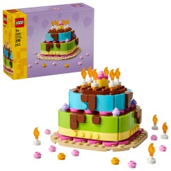 LEGO 40815 Torta della Festa di Compleanno, Giocattolo con 10 Candeline, Glassa, Fiori Colorati, Regalo per Bambini da 7 Anni