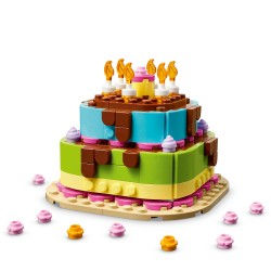 LEGO 40815 Torta della Festa di Compleanno, Giocattolo con 10 Candeline, Glassa, Fiori Colorati, Regalo per Bambini da 7 Anni