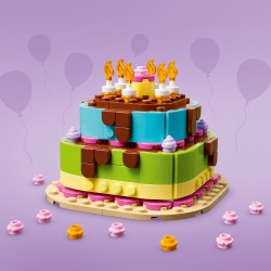 LEGO 40815 Torta della Festa di Compleanno, Giocattolo con 10 Candeline, Glassa, Fiori Colorati, Regalo per Bambini da 7 Anni