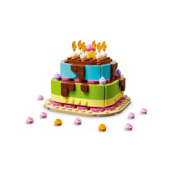 LEGO 40815 Torta della Festa di Compleanno, Giocattolo con 10 Candeline, Glassa, Fiori Colorati, Regalo per Bambini da 7 Anni