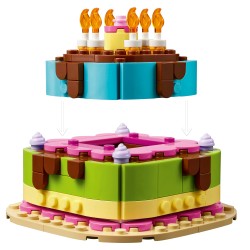 LEGO 40815 Torta della Festa di Compleanno, Giocattolo con 10 Candeline, Glassa, Fiori Colorati, Regalo per Bambini da 7 Anni
