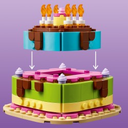 LEGO 40815 Torta della Festa di Compleanno, Giocattolo con 10 Candeline, Glassa, Fiori Colorati, Regalo per Bambini da 7 Anni
