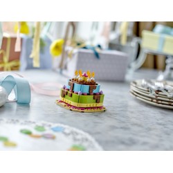 LEGO 40815 Torta della Festa di Compleanno, Giocattolo con 10 Candeline, Glassa, Fiori Colorati, Regalo per Bambini da 7 Anni