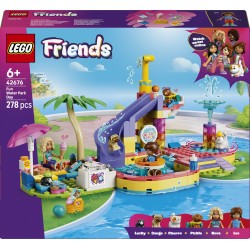 LEGO Friends 42676 Divertente Giornata al Parco Acquatico, Giocattolo con Scivolo, 2 Mini Bamboline e 4 Animali, Regalo da 6+