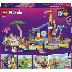 LEGO Friends 42676 Divertente Giornata al Parco Acquatico, Giocattolo con Scivolo, 2 Mini Bamboline e 4 Animali, Regalo da 6+