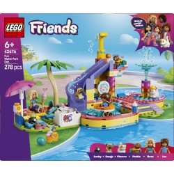 LEGO Friends 42676 Divertente Giornata al Parco Acquatico, Giocattolo con Scivolo, 2 Mini Bamboline e 4 Animali, Regalo da 6+