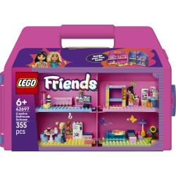 LEGO Friends 42697 Valigetta Creativa Casa delle Bambole, Giochi da Viaggio con Casa a 8 Stanze e 2 Mini Bamboline, Regalo 6+