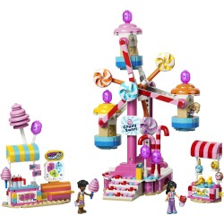 LEGO Friends 42700 Ruota Panoramica Dolci e Cupcake, Giocattolo con Giostra da Luna Park, 3 Mini Bamboline, Regalo Bambini 7+