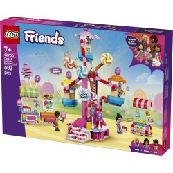 LEGO Friends 42700 Ruota Panoramica Dolci e Cupcake, Giocattolo con Giostra da Luna Park, 3 Mini Bamboline, Regalo Bambini 7+
