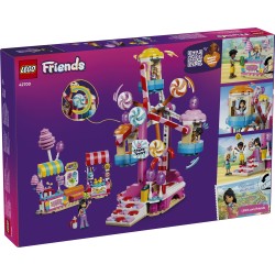LEGO Friends 42700 Ruota Panoramica Dolci e Cupcake, Giocattolo con Giostra da Luna Park, 3 Mini Bamboline, Regalo Bambini 7+