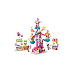 LEGO Friends 42700 Ruota Panoramica Dolci e Cupcake, Giocattolo con Giostra da Luna Park, 3 Mini Bamboline, Regalo Bambini 7+