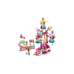LEGO Friends 42700 Ruota Panoramica Dolci e Cupcake, Giocattolo con Giostra da Luna Park, 3 Mini Bamboline, Regalo Bambini 7+