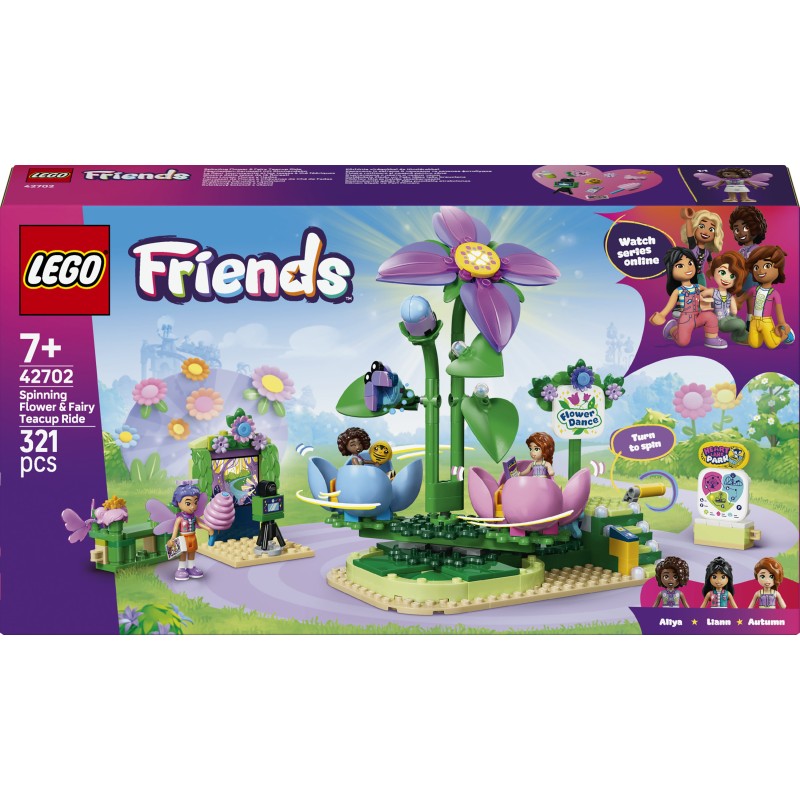 LEGO Friends 42702 Giostra delle Tazze da Tè Floreali, Giocattolo con 3 Mini Bamboline, Cabina Fotografica e Accessori, da 7+