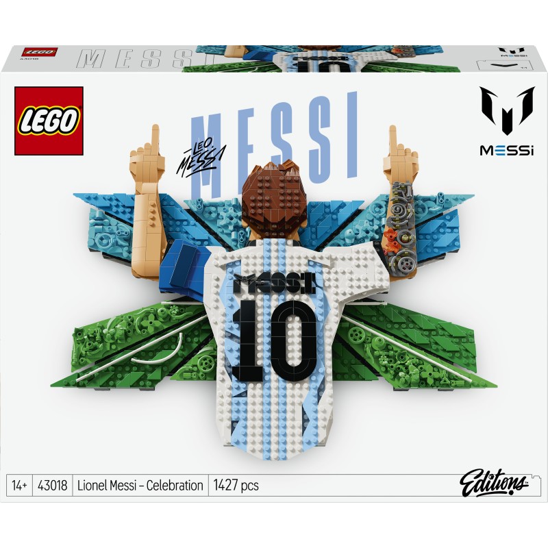 LEGO Editions 43018 Lionel Messi – Celebrazione, Wall Art 3D Fai da Te, Decorazione da Parete, Regalo a Tema Calcio da 14+