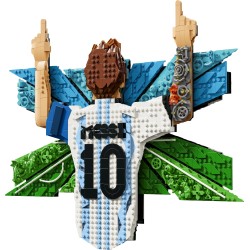 LEGO Editions 43018 Lionel Messi – Celebrazione, Wall Art 3D Fai da Te, Decorazione da Parete, Regalo a Tema Calcio da 14+