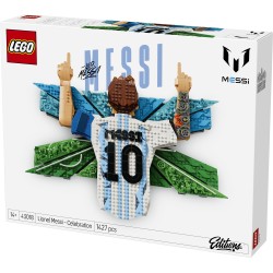 LEGO Editions 43018 Lionel Messi – Celebrazione, Wall Art 3D Fai da Te, Decorazione da Parete, Regalo a Tema Calcio da 14+