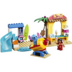 LEGO | Disney 43280 Divertimento in Spiaggia con Lilo e Stitch, Giochi Didattici, 2 Negozi, Giostra e 2 Minifigure, Regalo 4+