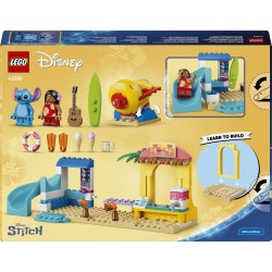 LEGO | Disney 43280 Divertimento in Spiaggia con Lilo e Stitch, Giochi Didattici, 2 Negozi, Giostra e 2 Minifigure, Regalo 4+