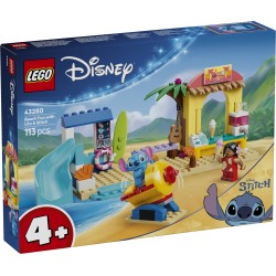 LEGO | Disney 43280 Divertimento in Spiaggia con Lilo e Stitch, Giochi Didattici, 2 Negozi, Giostra e 2 Minifigure, Regalo 4+