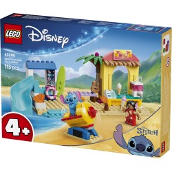 LEGO | Disney 43280 Divertimento in Spiaggia con Lilo e Stitch, Giochi Didattici, 2 Negozi, Giostra e 2 Minifigure, Regalo 4+