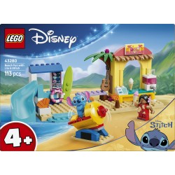 LEGO | Disney 43280 Divertimento in Spiaggia con Lilo e Stitch, Giochi Didattici, 2 Negozi, Giostra e 2 Minifigure, Regalo 4+