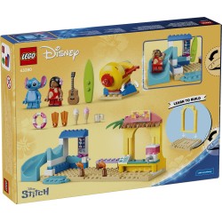 LEGO | Disney 43280 Divertimento in Spiaggia con Lilo e Stitch, Giochi Didattici, 2 Negozi, Giostra e 2 Minifigure, Regalo 4+