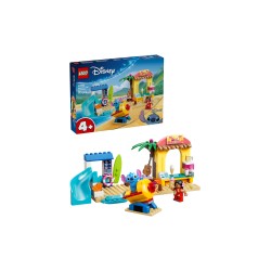 LEGO | Disney 43280 Divertimento in Spiaggia con Lilo e Stitch, Giochi Didattici, 2 Negozi, Giostra e 2 Minifigure, Regalo 4+