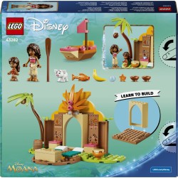 LEGO | Disney Vaiana 43282 Casa del Villaggio e Barca Giocattolo, Gioco Didattico con 2 Mini Bamboline e Pua, Regalo da 4+