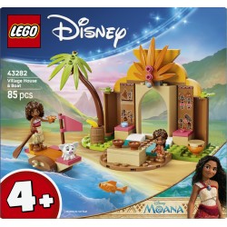 LEGO | Disney Vaiana 43282 Casa del Villaggio e Barca Giocattolo, Gioco Didattico con 2 Mini Bamboline e Pua, Regalo da 4+