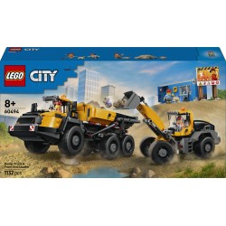 LEGO City 60494 Camion Ribaltabile e Pala Meccanica, Veicoli Giocattolo con Funzioni e 3 Minifigure, Regalo per Bambini da 8+