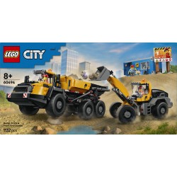 LEGO City 60494 Camion Ribaltabile e Pala Meccanica, Veicoli Giocattolo con Funzioni e 3 Minifigure, Regalo per Bambini da 8+