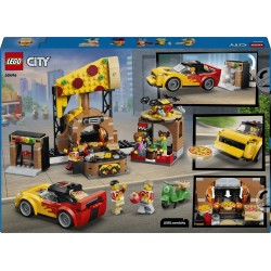 LEGO City 60496 Centro di Consegna Pizze con Veicoli, con Macchina Giocattolo, Scooter, Drone e Cabinato Arcade, Regalo da 6+