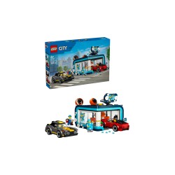 LEGO City 60497 Autolavaggio Drive-In Giocattolo con 2 Modellini di Auto, Funzione di Lavaggio e 4 Minifigure, Regalo da 6+