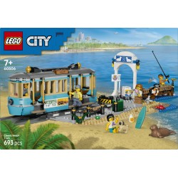LEGO City Classic 60506 Tram Classico della Spiaggia, Treno Giocattolo con Binari e Scena di Strada, Regalo per Bambini da 7+