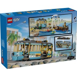 LEGO City Classic 60506 Tram Classico della Spiaggia, Treno Giocattolo con Binari e Scena di Strada, Regalo per Bambini da 7+