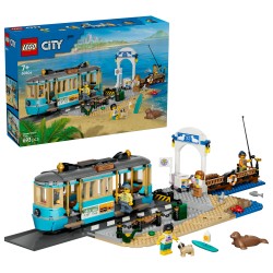 LEGO City Classic 60506 Tram Classico della Spiaggia, Treno Giocattolo con Binari e Scena di Strada, Regalo per Bambini da 7+