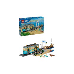 LEGO City Classic 60506 Tram Classico della Spiaggia, Treno Giocattolo con Binari e Scena di Strada, Regalo per Bambini da 7+