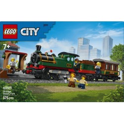 LEGO City 60511 Treno a Vapore Vintage, Giocattolo STEM con Stazione, Binari, Cabina di Comando e Segnale di Stop, Regalo 7+