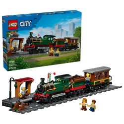 LEGO City 60511 Treno a Vapore Vintage, Giocattolo STEM con Stazione, Binari, Cabina di Comando e Segnale di Stop, Regalo 7+