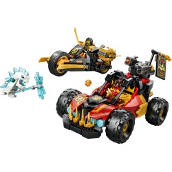LEGO NINJAGO 71864 Veicoli Combinanti di Kai e Cole, con Macchina e Moto Giocattolo e 3 Minifigure, Regalo per Bambini da 7+