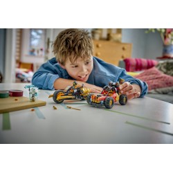 LEGO NINJAGO 71864 Veicoli Combinanti di Kai e Cole, con Macchina e Moto Giocattolo e 3 Minifigure, Regalo per Bambini da 7+