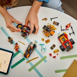 LEGO NINJAGO 71864 Veicoli Combinanti di Kai e Cole, con Macchina e Moto Giocattolo e 3 Minifigure, Regalo per Bambini da 7+