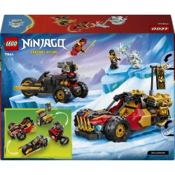 LEGO NINJAGO 71864 Veicoli Combinanti di Kai e Cole, con Macchina e Moto Giocattolo e 3 Minifigure, Regalo per Bambini da 7+